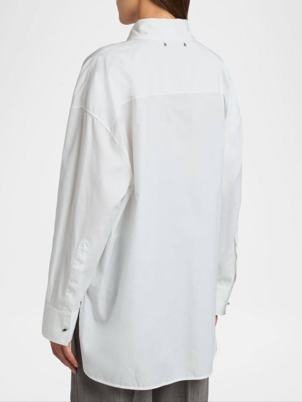 GOLDEN GOOSE Pintuck Bib Oversized Cotton Button-Up Shirt White XS Org $750 - Picture 2 of 16